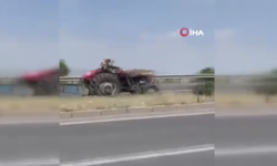 Turgutlu'da Ters Yönde Giden Traktör Facianın Eşiğinden Döndürdü