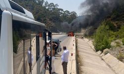 Fethiye’de yanan araç kül oldu