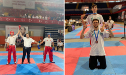 İzmir’deki kick boks şampiyonasında iki kardeşten büyük başarı