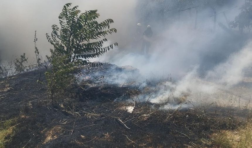 Gediz’de trafo yakınında ot yangını paniğe sebep oldu