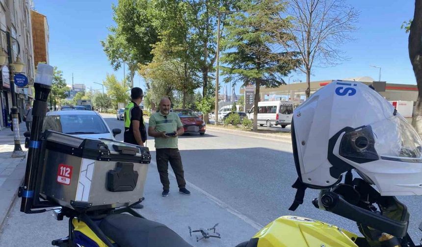 Kütahya’da dron destekli trafik denetimi